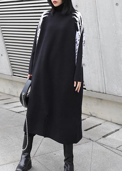クリスマス ブラック フラワー織り込み セーター