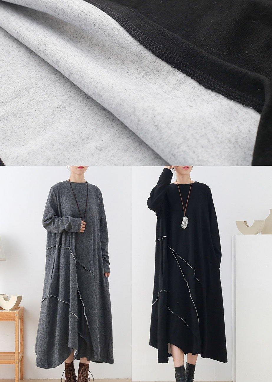 ハンドメイド グレーニー ルーズ アシンメトリー 長袖 ホリデードレス