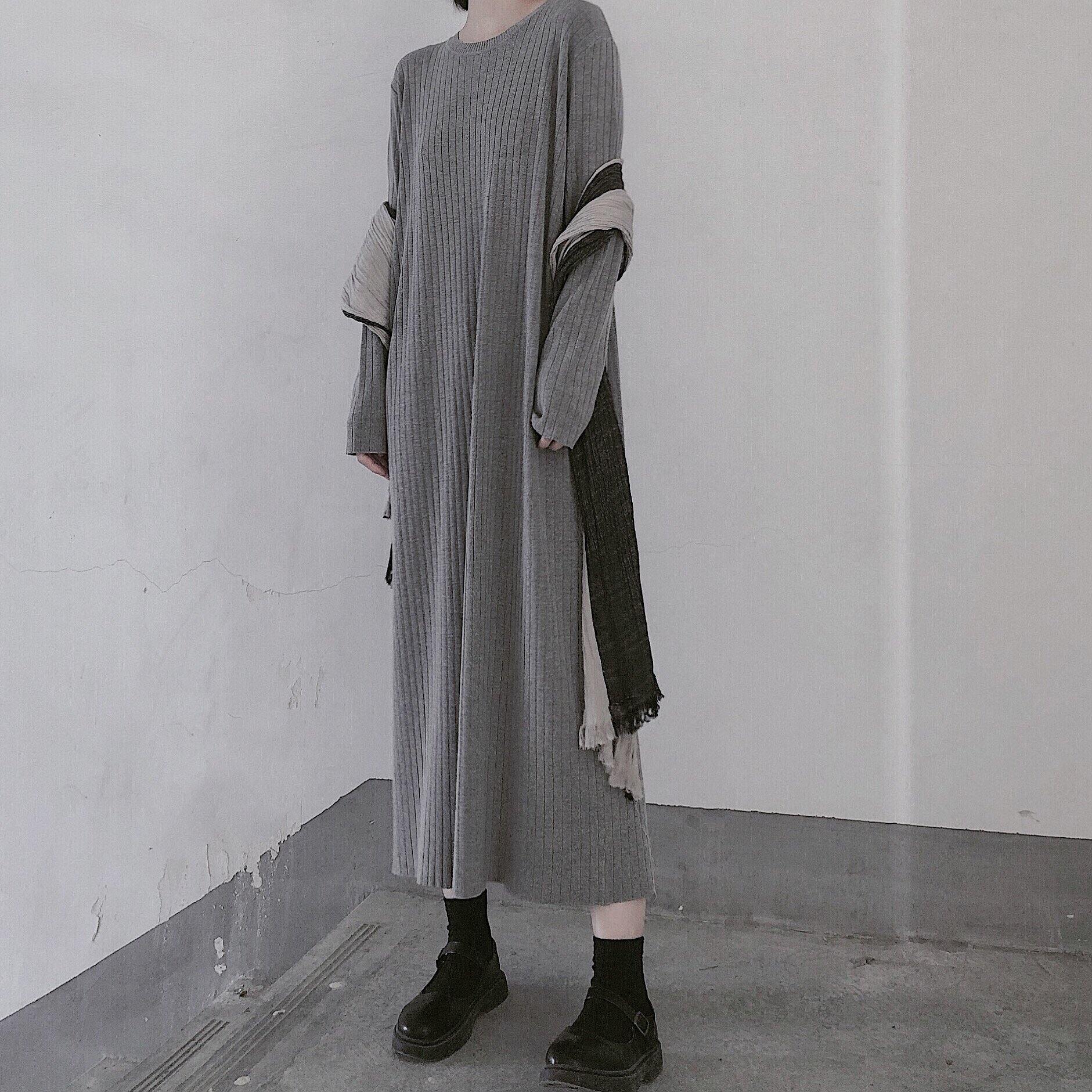 冬用 グレーセーターリファッション